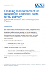 Claiming reimbursement for reasonable additional costs for flu delivery: Guidance for NHS regional teams, clinical commissioning groups and GP practices